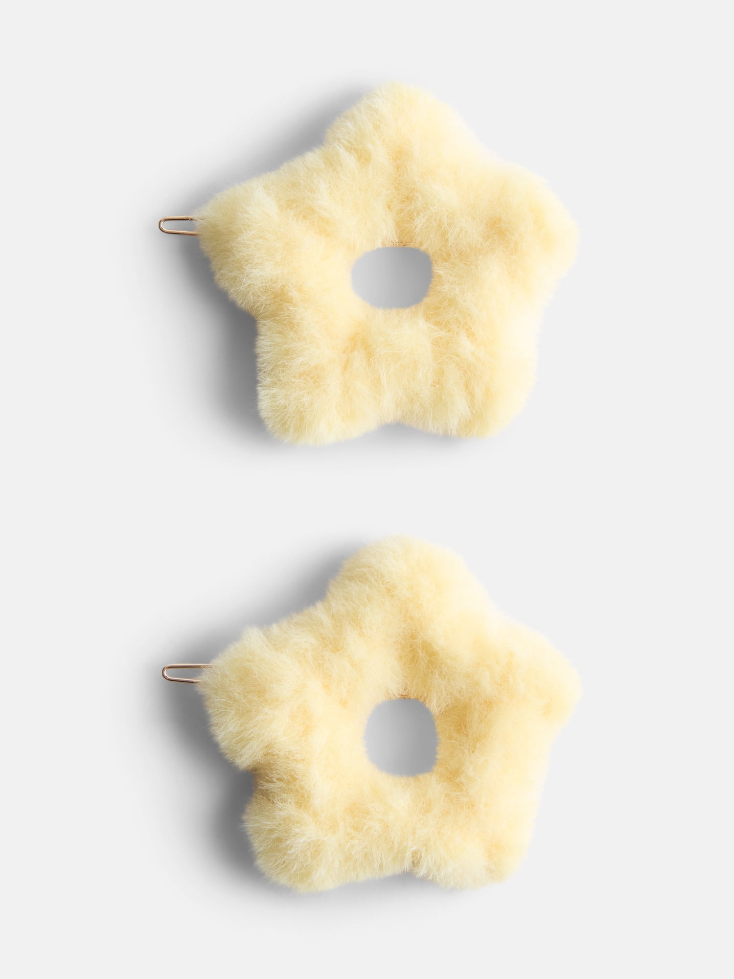 No Boundaries Women’s Faux Fur Star Hair Clip, Yellow, 2 Pack, One Size