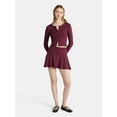 thumbnail image 1 of No Boundaries Cotton Button-Front Cardigan and Mid-Rise Mini Skort Set, 2-Piece, Women’s, 1 of 3