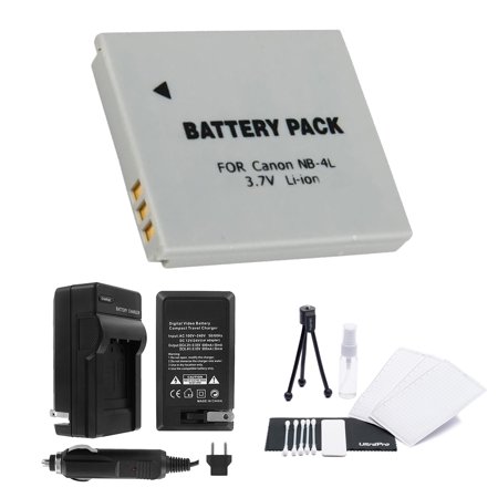 NB-4L High-Capacity Replacement Battery with Rapid Travel Charger for Canon PowerShot SD1000 SD1100IS SD1400IS