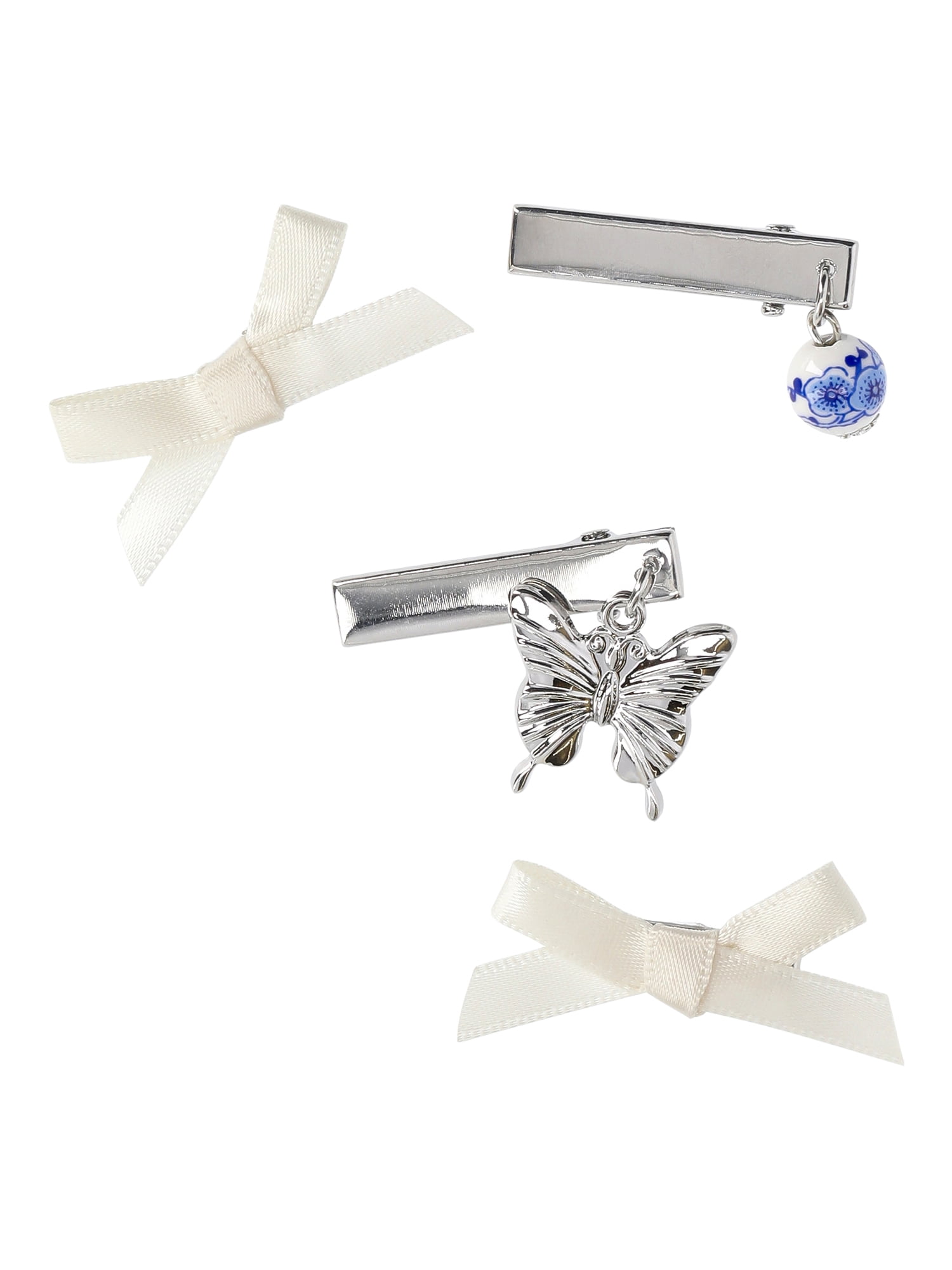 No Boundaries Bow Charm Hair Clip Set, 4-Piece, Women's