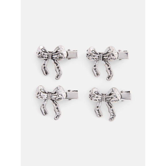 No Boundaries Metal Bow Hair Clip Set, 4-Piece, Women's