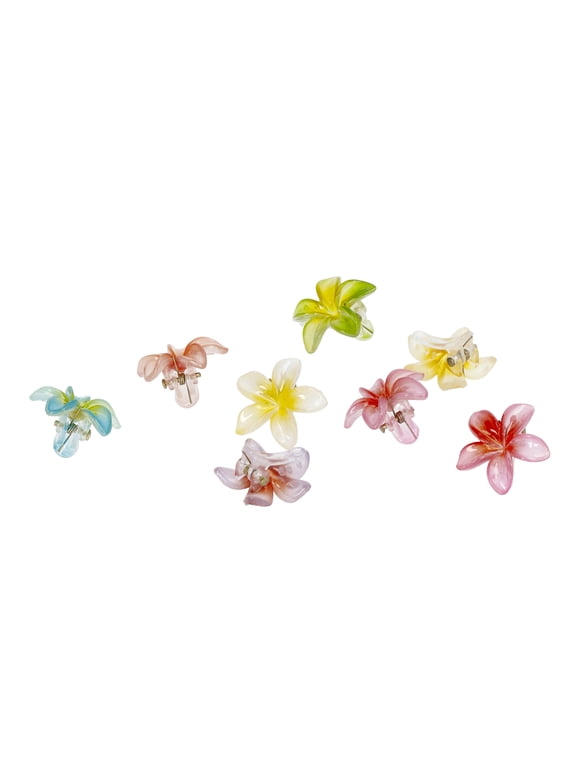 Tropical Flowers Mini Hair Claw Clips Set, 8-Piece, Women's