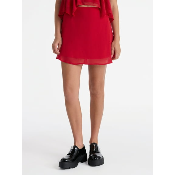 No Boundaries Chiffon A-Line Mini Skirt, Women's