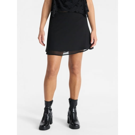 No Boundaries Chiffon A-Line Mini Skirt, Women's
