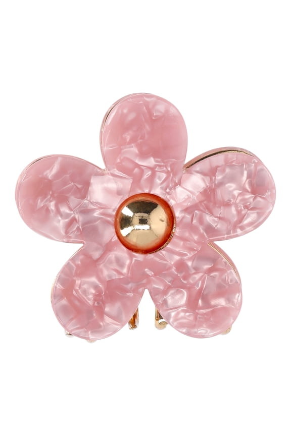 Women's Flower Hair Claw Clip in Pink and Gold Tone