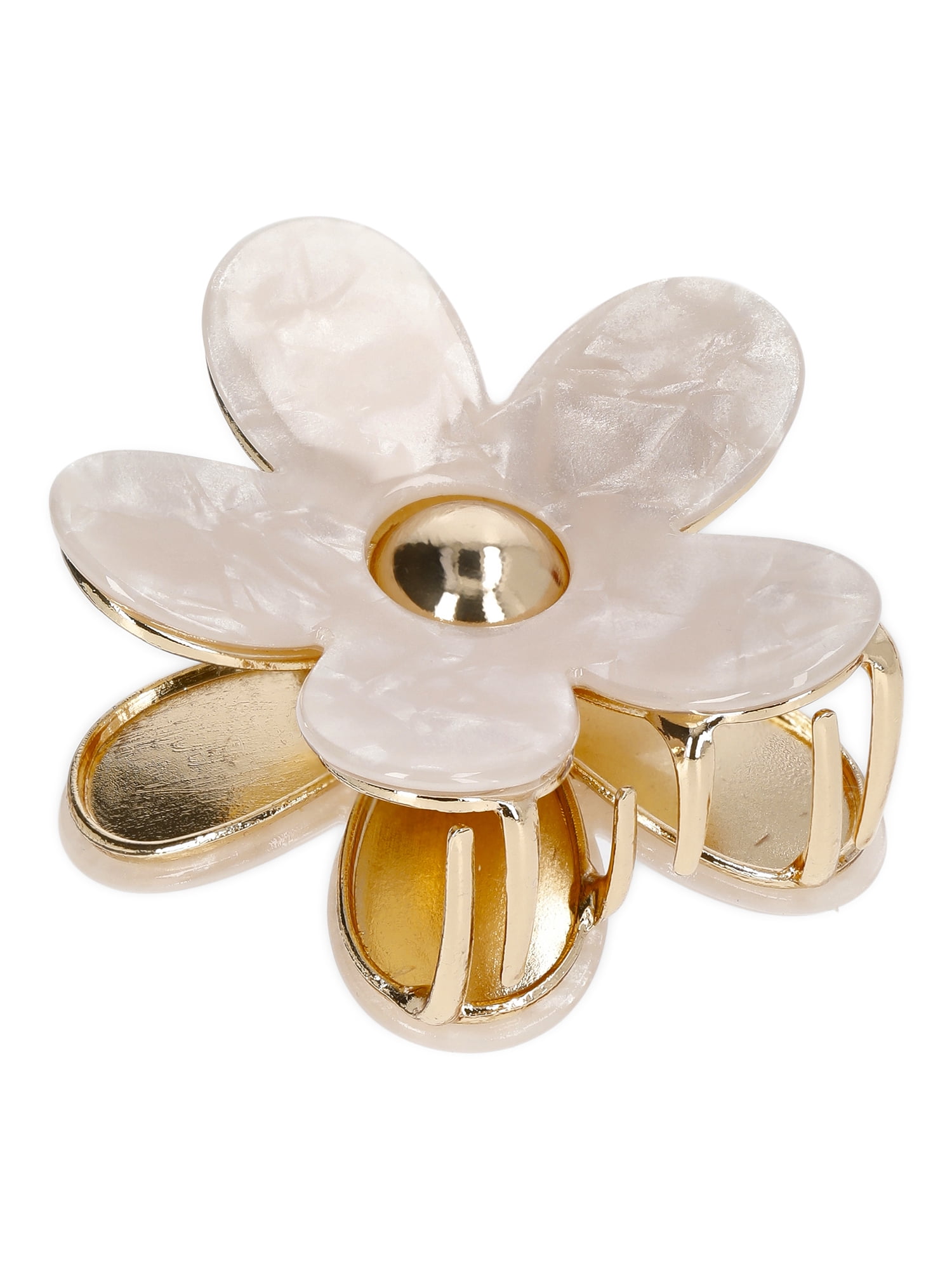 No Boundaries Flower Hair Claw Clip, Ivory/Goldtone, Women's