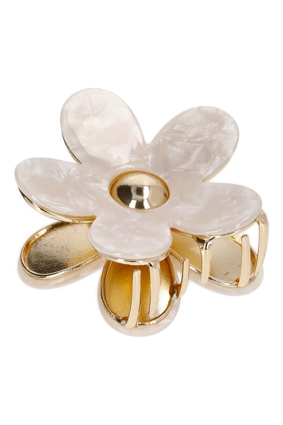 Flower Hair Claw Clip, Ivory/Goldtone, Women's