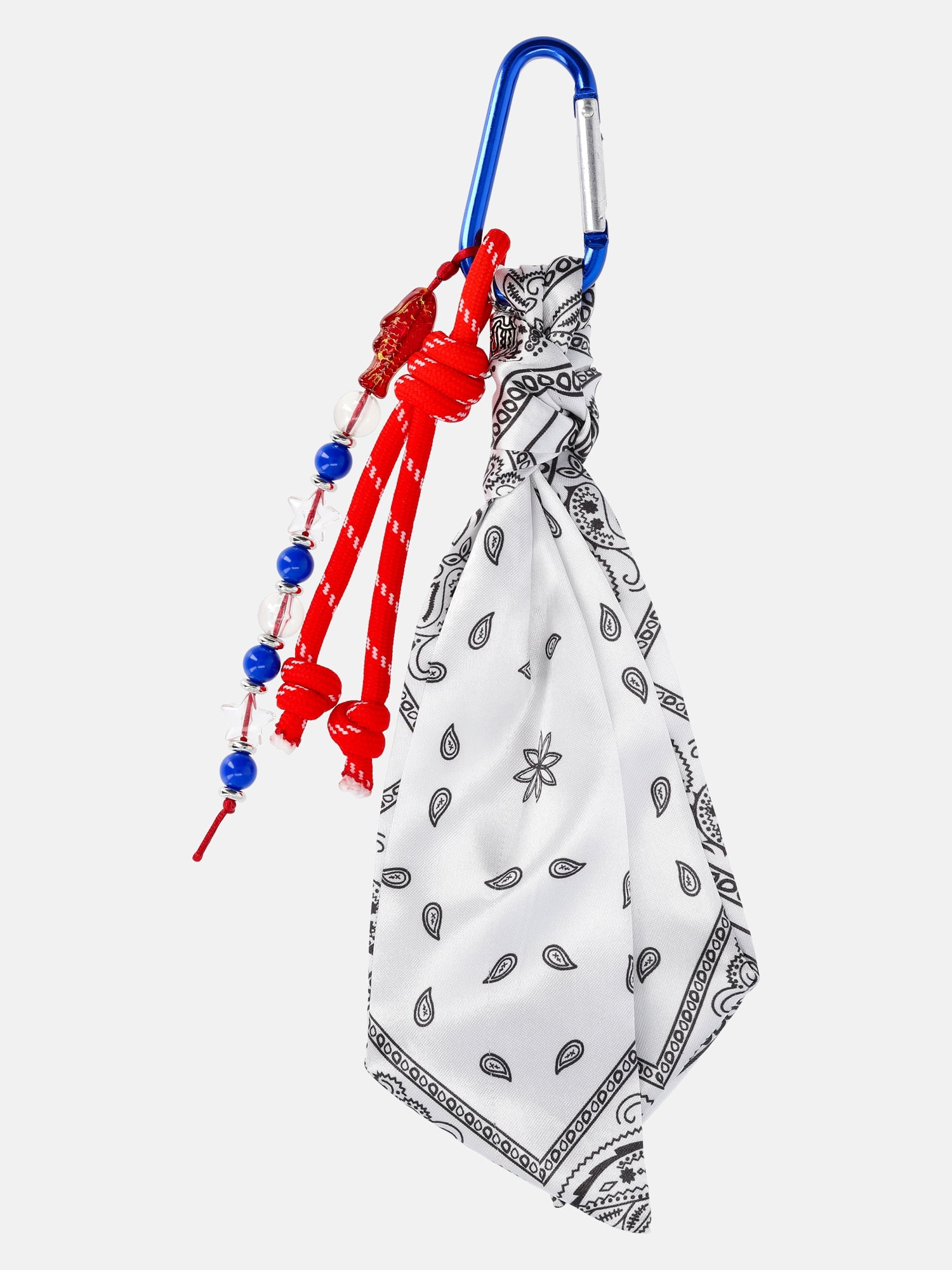 No Boundaries Women's Americana Bag Charm, White Bandana