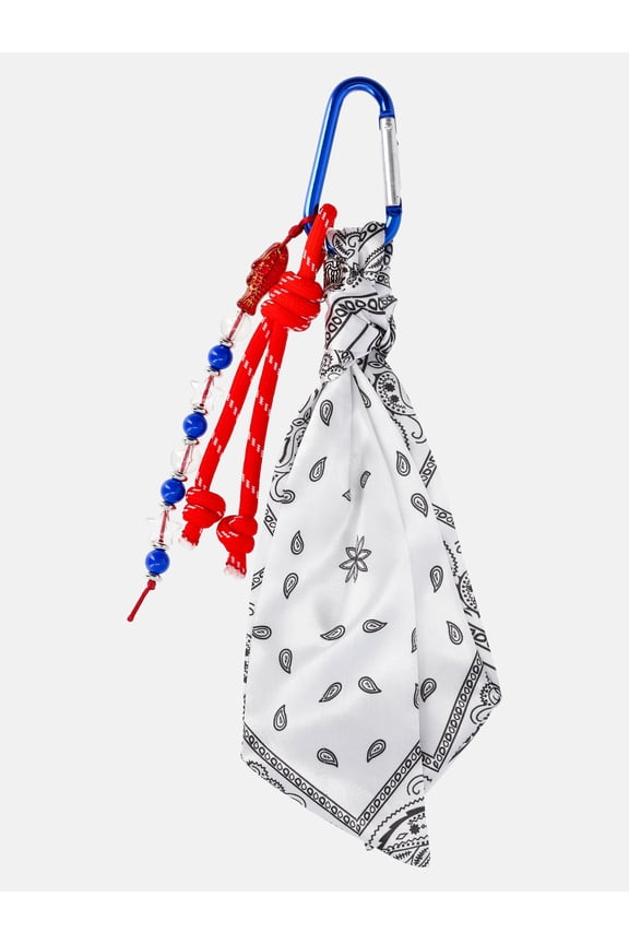 Women's Americana Bag Charm, White Bandana