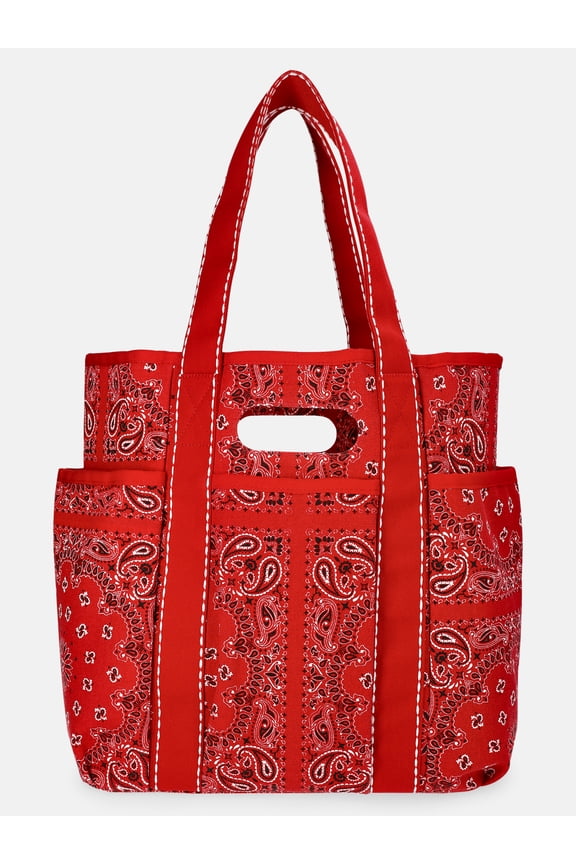 Women's Americana Cut Out Tote Bag, Red Bandana