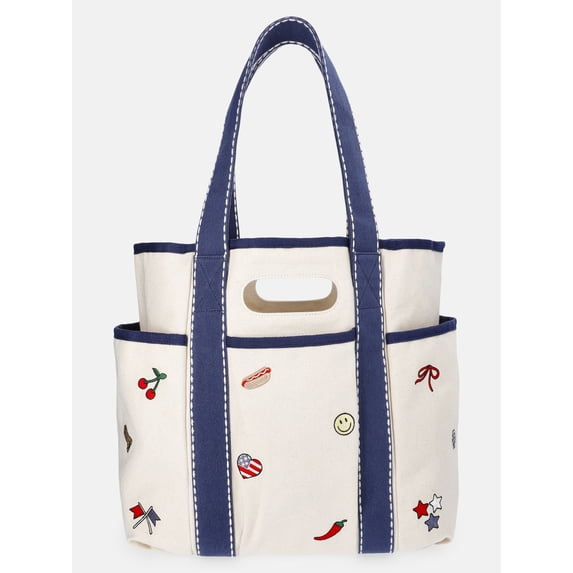 No Boundaries Women's Americana Cut Out Tote Bag, Natural