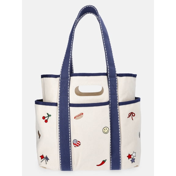 No Boundaries Women's Americana Cut Out Tote Bag, Natural