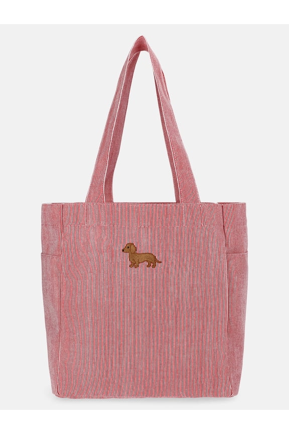 Women's Americana North/South Tote Bag, Red Engineer Stripe