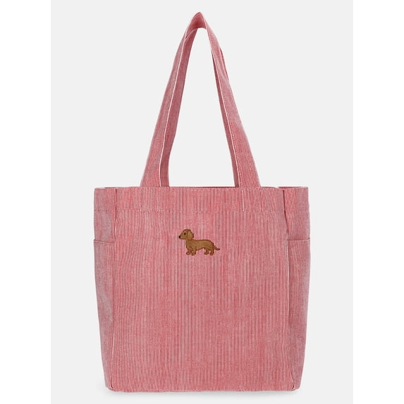 No Boundaries Women's Americana North/South Tote Bag, Red Engineer Stripe