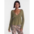thumbnail image 1 of No Boundaries Babydoll Top with Long Sleeves, Women’s XXS-XXL, 1 of 5