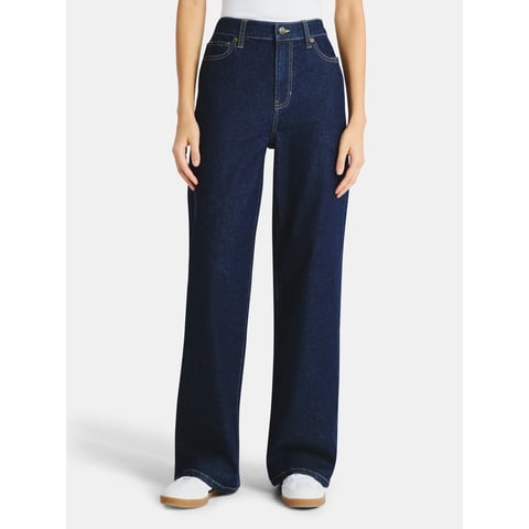 High Rise Baggy Wide Leg Jeans, 32" Inseam, Women's and Women's Plus Sizes XXS-4X