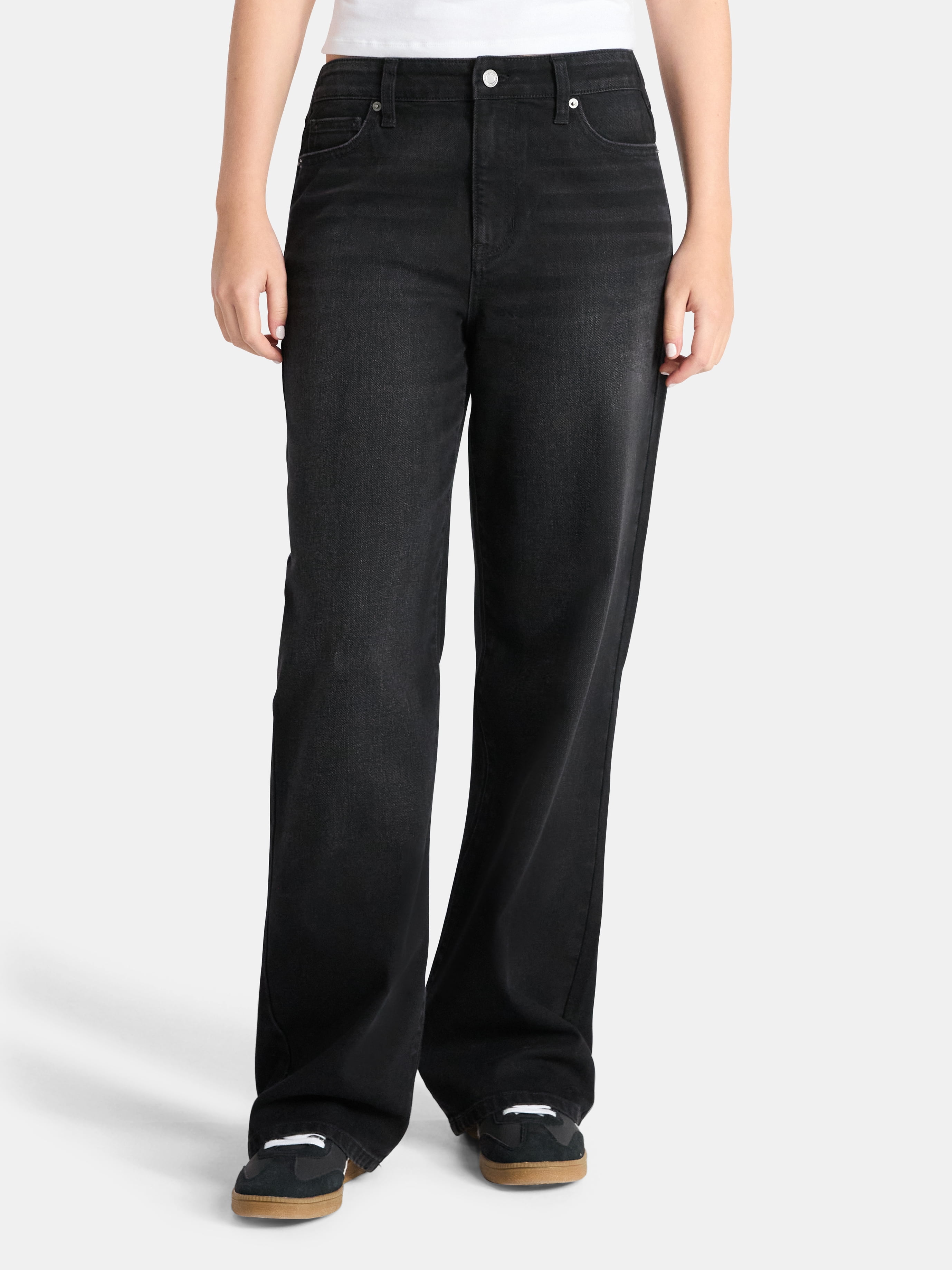 No Boundaries High Rise Baggy Wide Leg Jeans, 32" Inseam, Women's and Women's Plus Sizes XXS-4X
