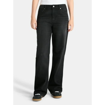 No Boundaries High Rise Baggy Wide Leg Jeans, 32'' Inseam, Women’s and Women's Plus