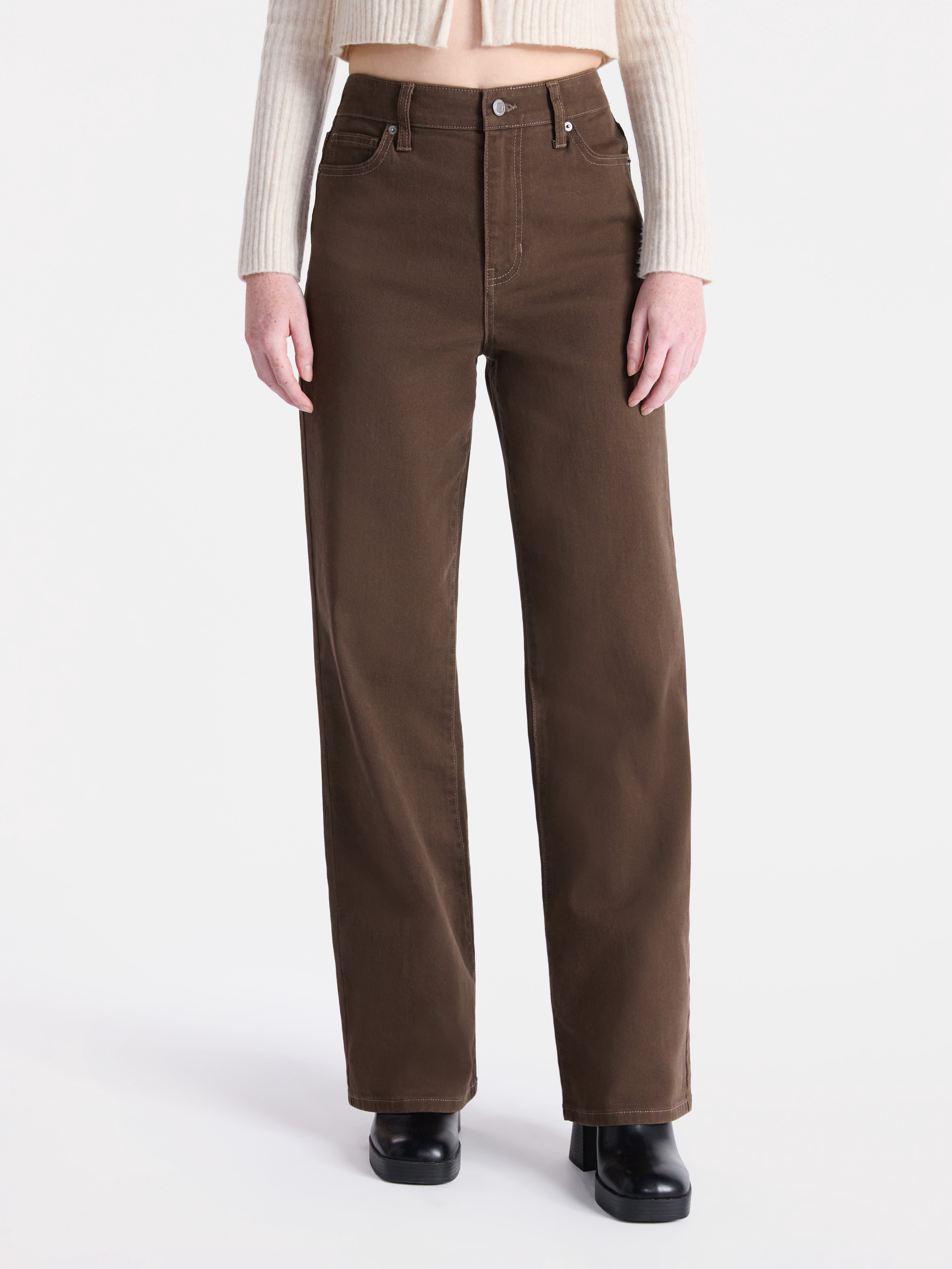 No Boundaries High Rise Baggy Wide Leg Jeans, 32" Inseam, Women's and Women's Plus Sizes XXS-4X