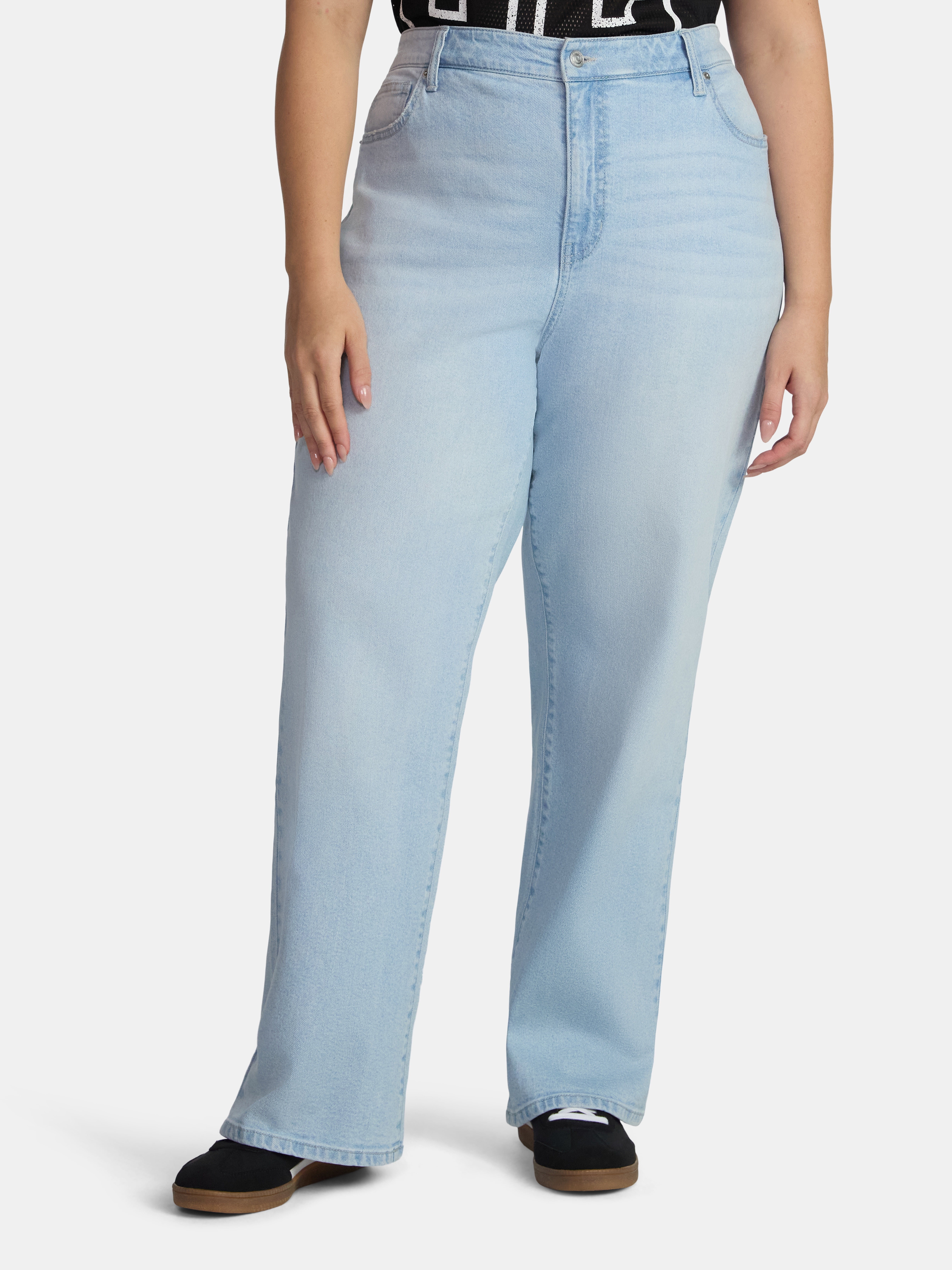 No Boundaries High Rise Baggy Wide Leg Jeans, 32" Inseam, Women's and Women's Plus XXS-4X