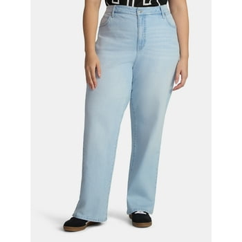 No Boundaries High Rise Baggy Wide Leg Jeans, 32'' Inseam, Women’s and Women's Plus