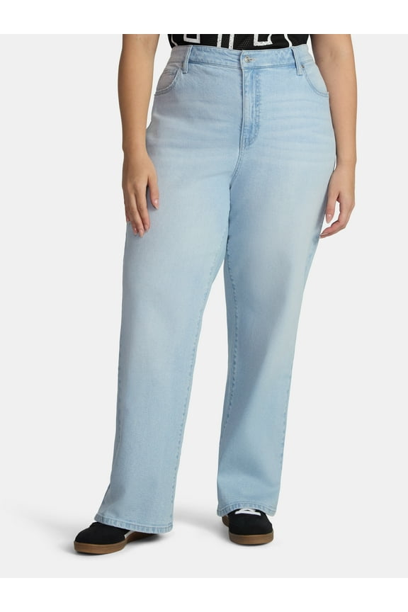 High Rise Baggy Wide Leg Jeans, 32" Inseam, Women's and Women's Plus XXS-4X