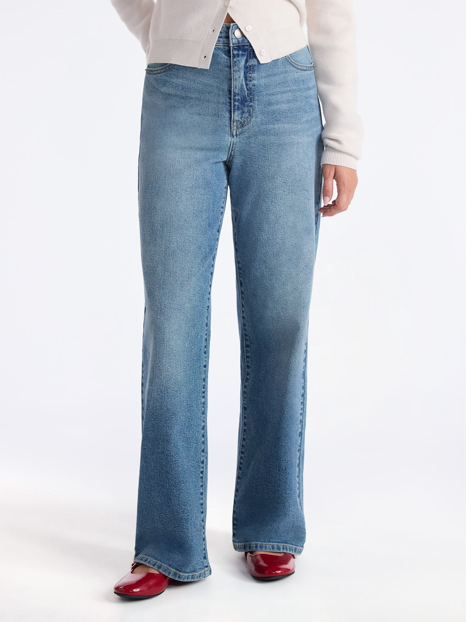 No Boundaries High Rise Baggy Wide Leg Jeans, 32" Inseam, Women's and Women's Plus Sizes XXS-4X