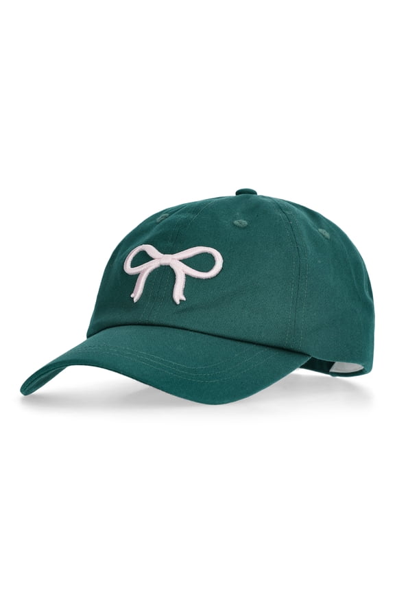 ' Cotton Baseball Cap with Bow, Green