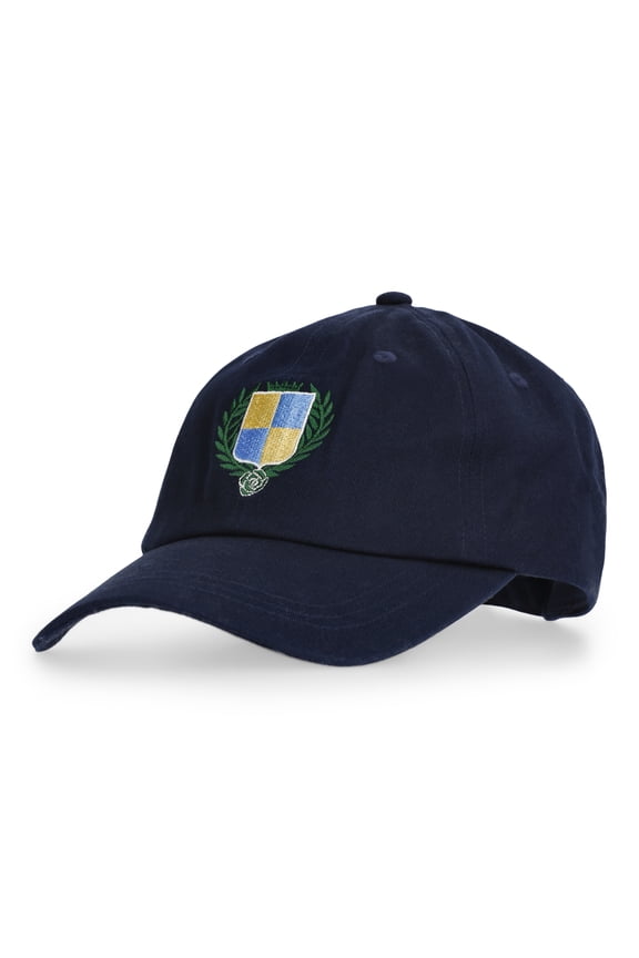 ' Cotton Baseball Cap with Crest, Navy