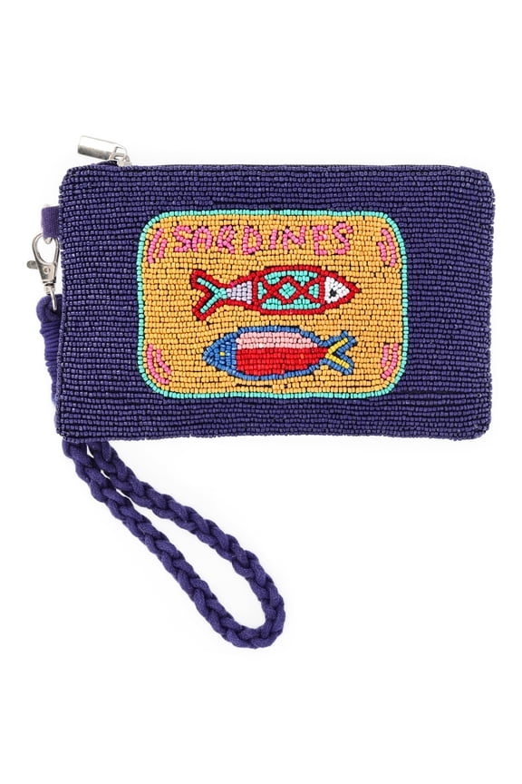 Women's Beaded Wristlet, Navy Sardines