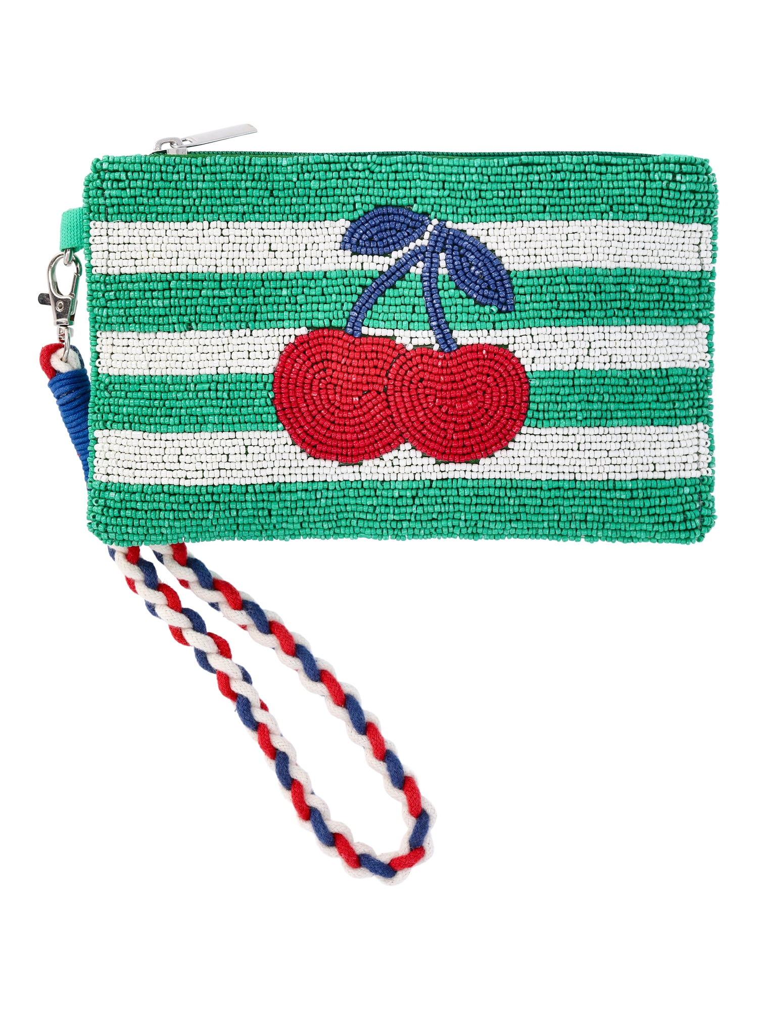 No Boundaries Women's Beaded Wristlet, Green Cherry