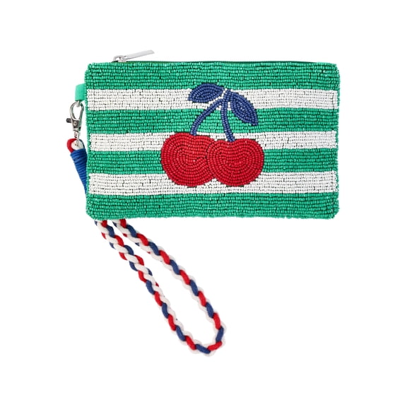 No Boundaries Women's Beaded Wristlet, Green Cherry