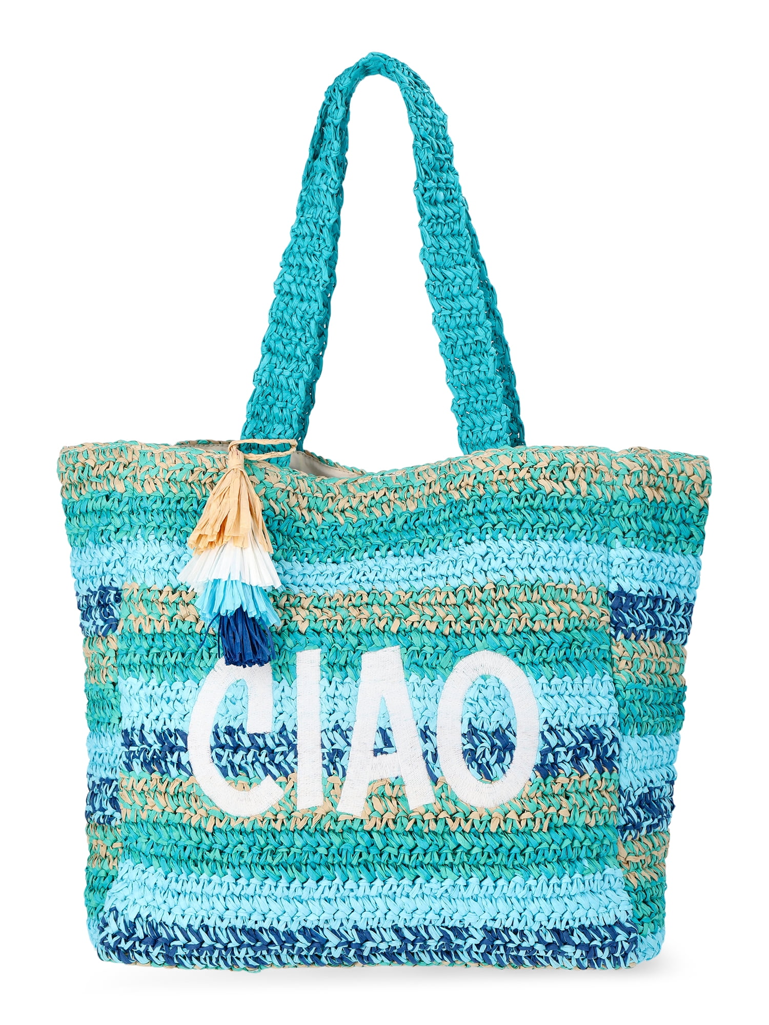 No Boundaries Women's Ciao Beach Tote Bag, Blue Ciao