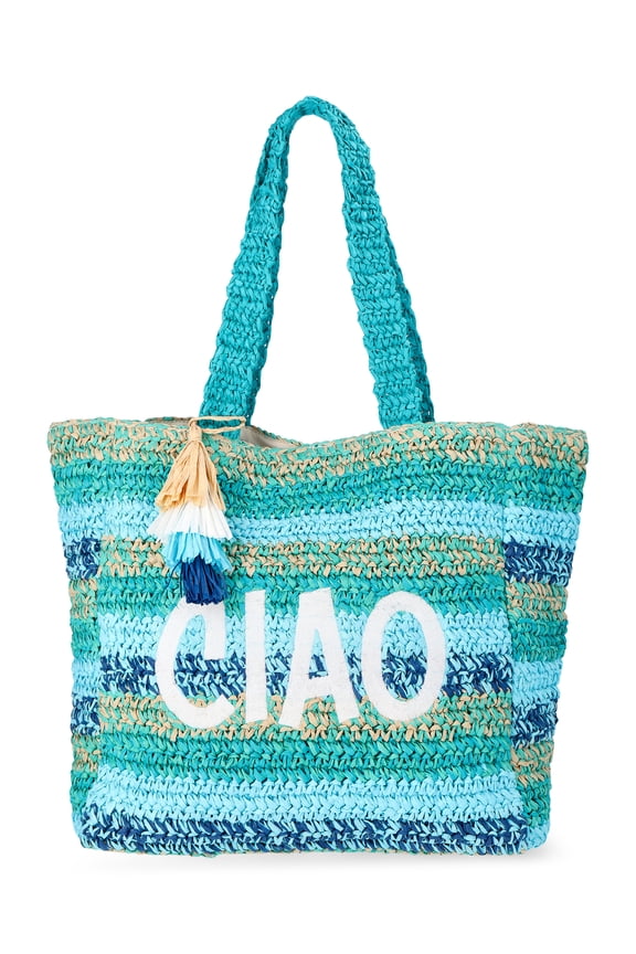 Women's Ciao Beach Tote Bag, Blue Ciao
