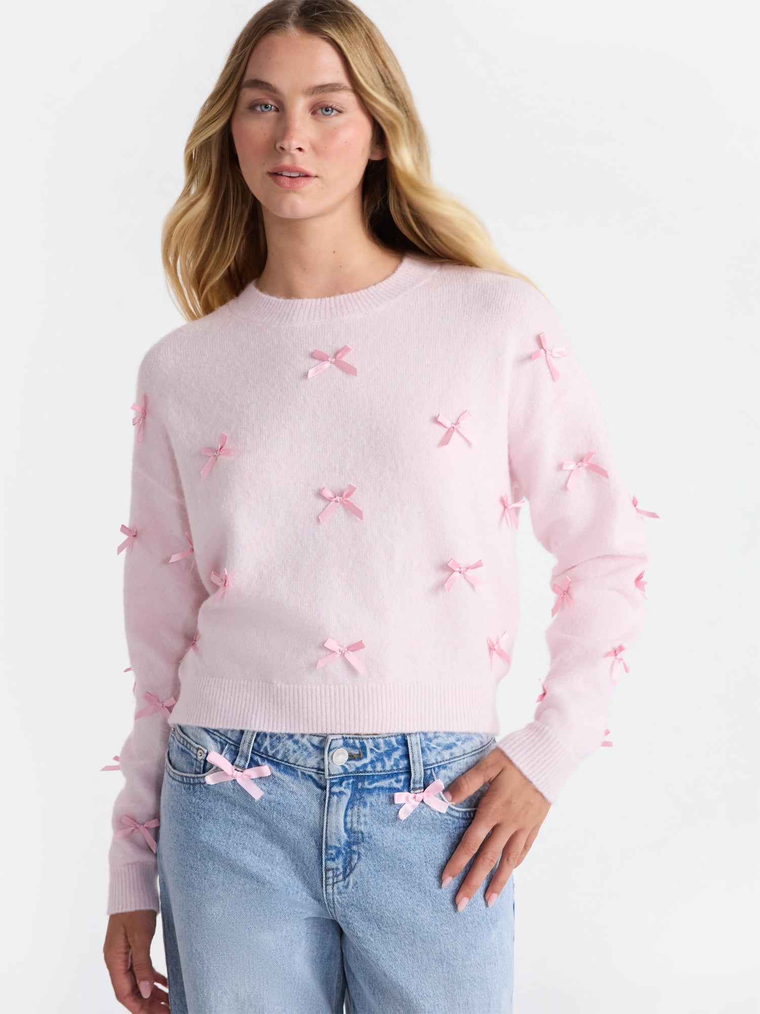 No Boundaries Bow Sweater, Lightweight, Women's