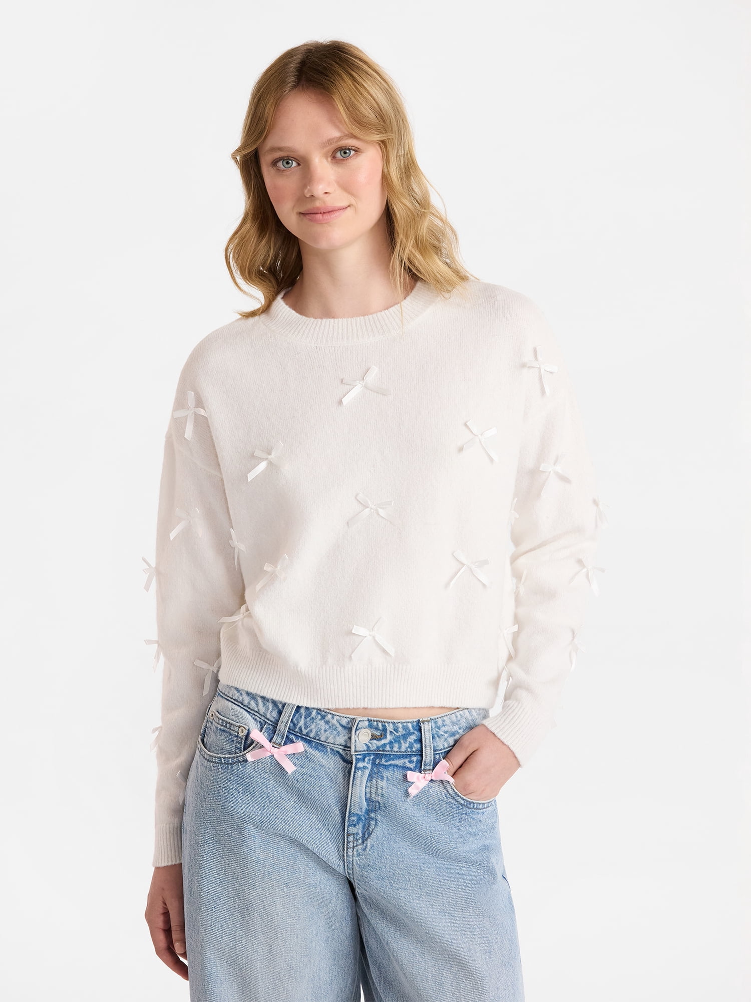 No Boundaries Bow Sweater, Lightweight, Women's