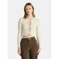 thumbnail image 1 of No Boundaries Bow-Tie Ribbed Cardigan, Women's, 1 of 5