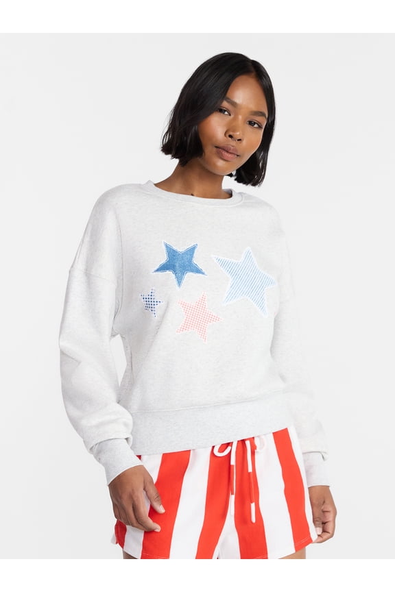 Boxy Americana Sweatshirt with Long Sleeves, Women's XXS-4X