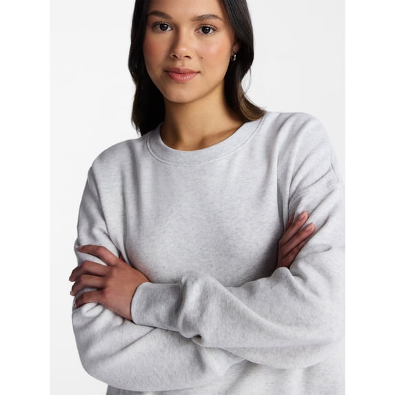 No Boundaries Boxy Fleece Sweatshirt, Midweight, Women's XXS-XXL