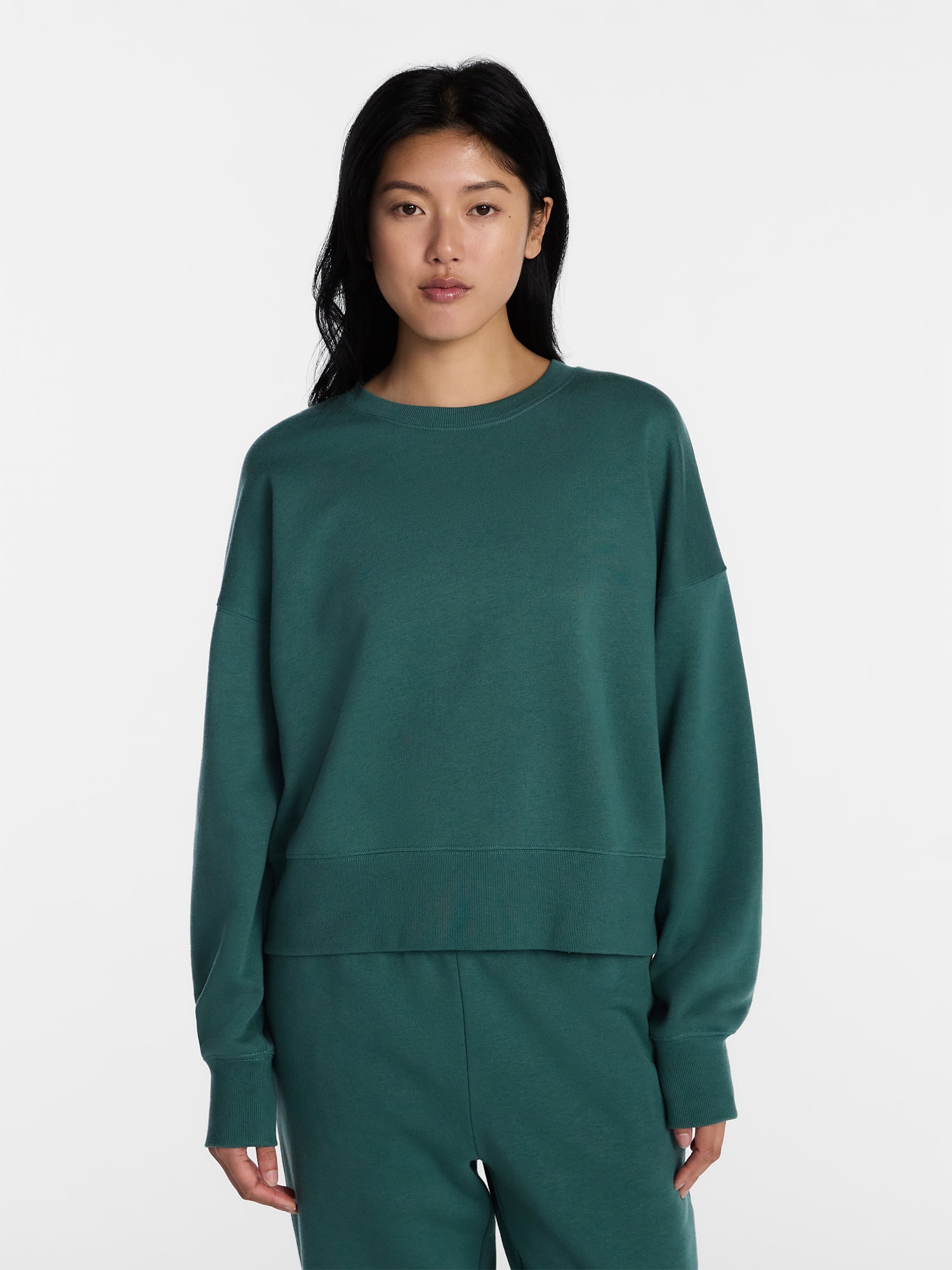 No Boundaries Boxy Fleece Sweatshirt, Midweight, Women's XXS-XXL