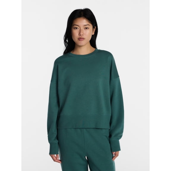 No Boundaries Boxy Fleece Sweatshirt, Midweight, Women's XXS-XXL