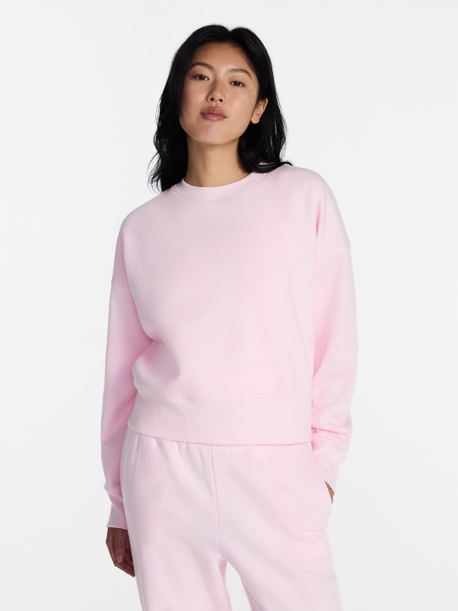 No Boundaries Boxy Fleece Sweatshirt, Midweight, Women's XXS-XXL