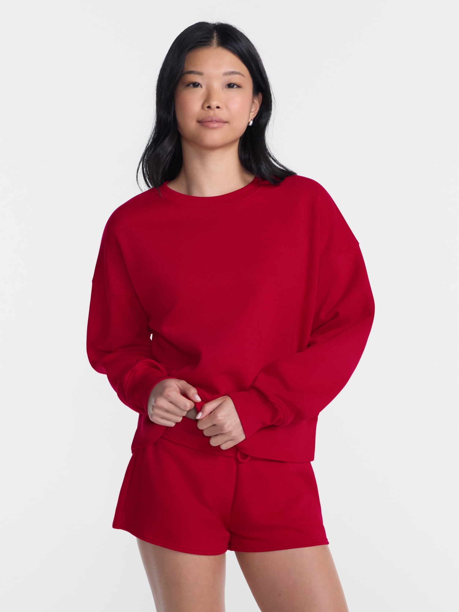 No Boundaries Boxy Fleece Sweatshirt, Midweight, Women's XXS-XXL