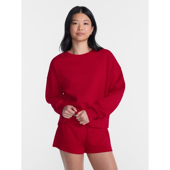 No Boundaries Boxy Fleece Sweatshirt, Midweight, Women's XXS-XXL
