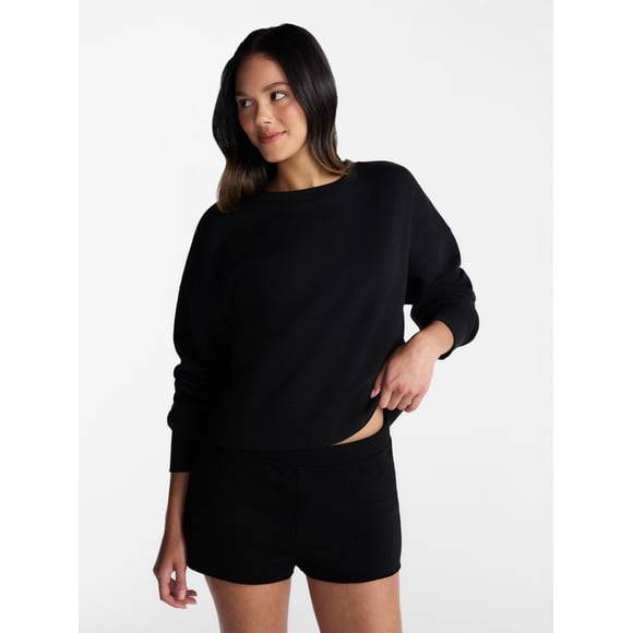 No Boundaries Boxy Fleece Sweatshirt, Midweight, Women's XXS-XXL