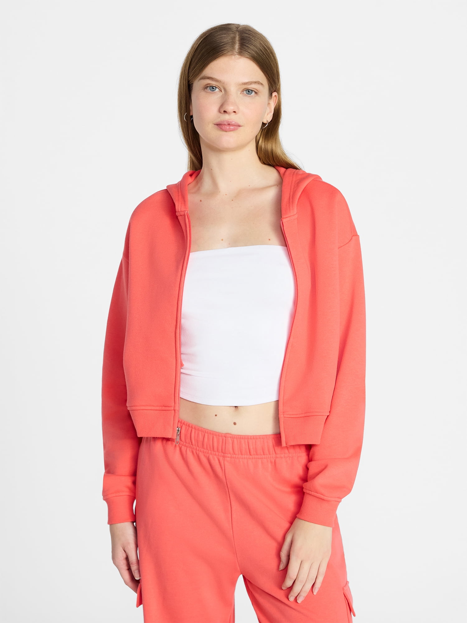 No Boundaries Boxy Zip-Up Hoodie, Women's XXS-XXL - Walmart.com