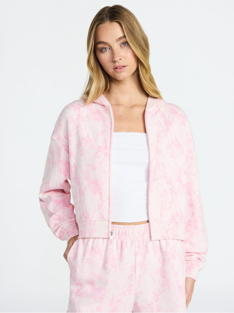 ZB1 ROSE QUARTER ZIP-UP ジップアップ パーカートレカなし No Boundaries Boxy Zip-Up Hoodie, Women's XXS-XXL - Walmart.com