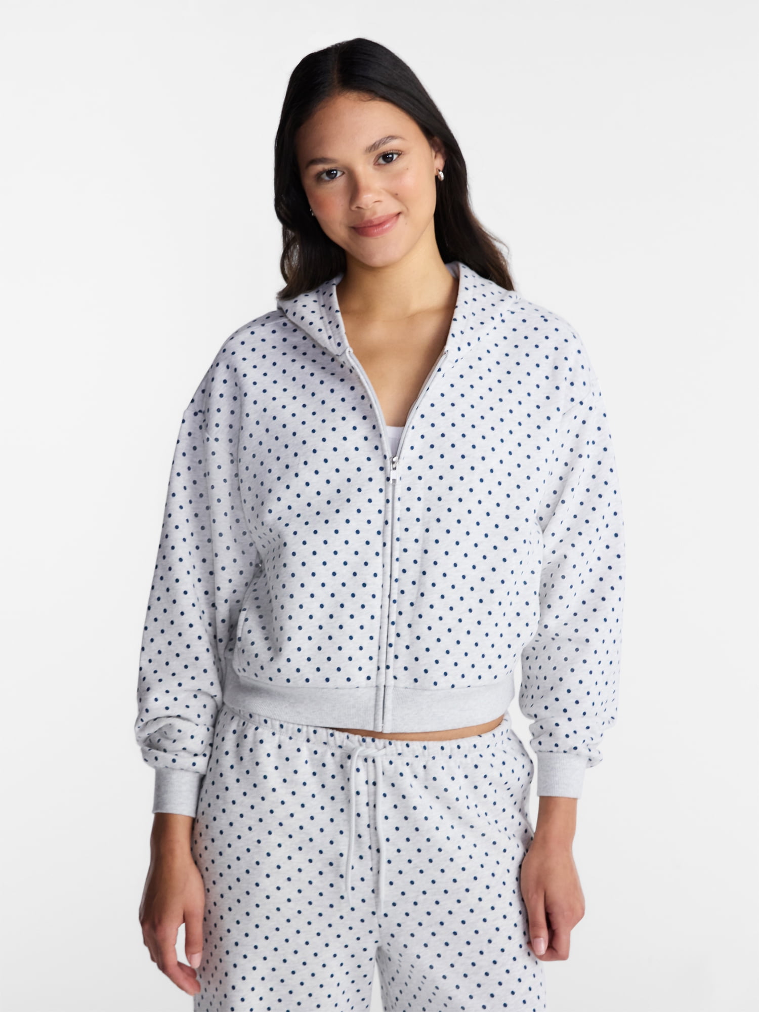 No Boundaries Boxy Zip Up Hoodie, Women's XXS-XXL