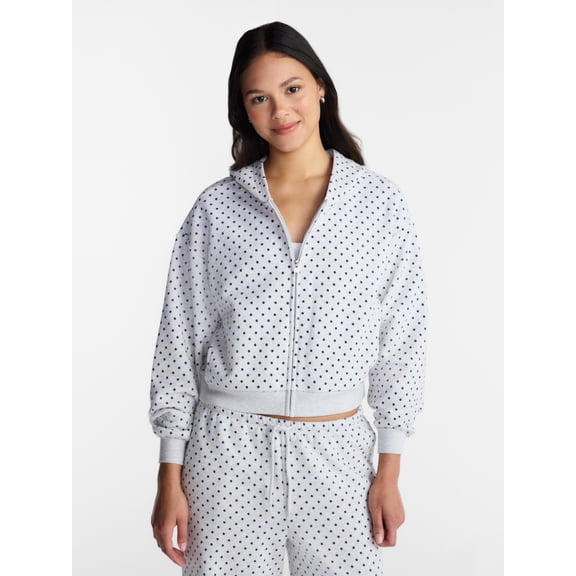 No Boundaries Boxy Zip Up Hoodie, Women's XXS-XXL