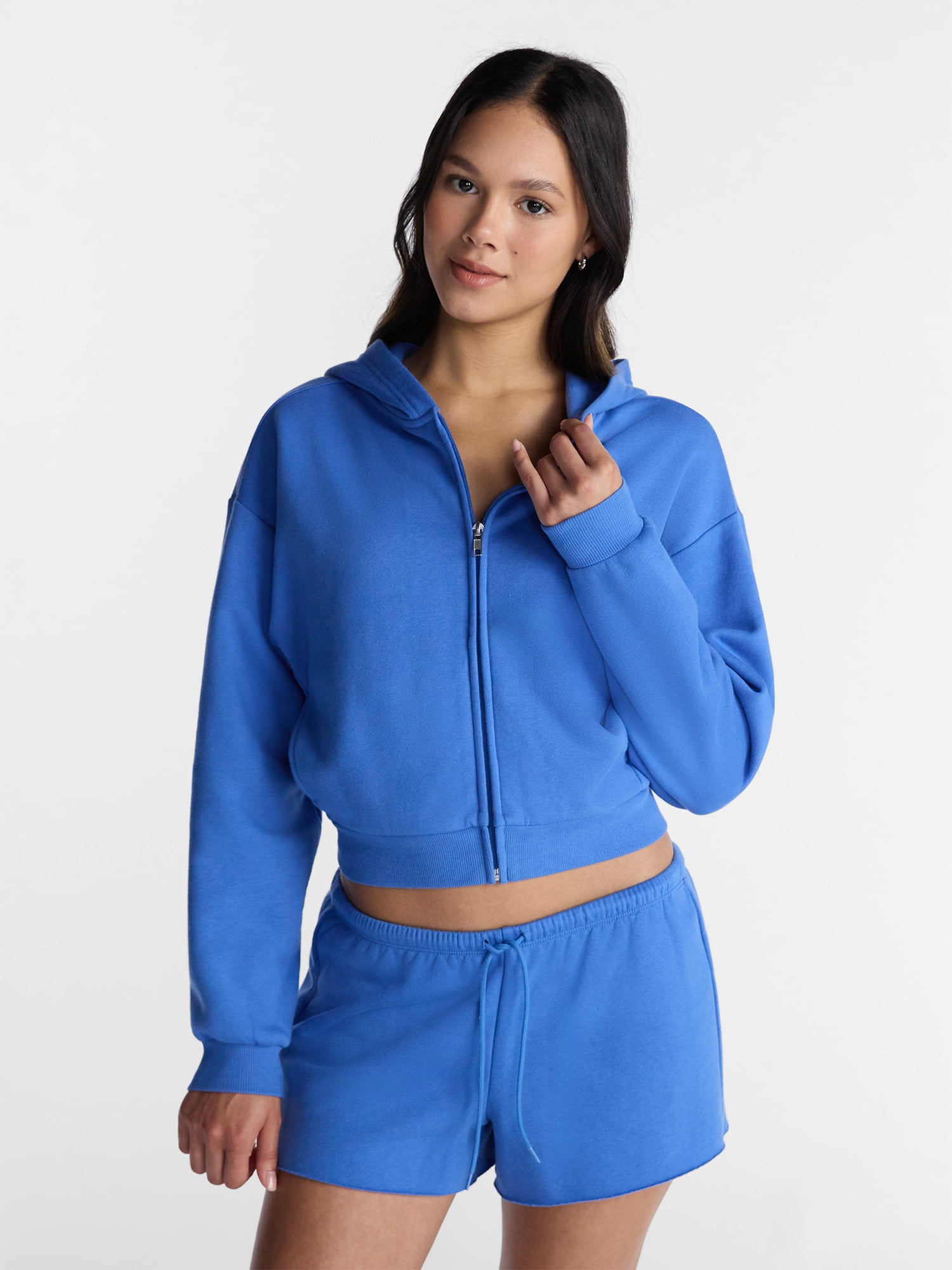 No Boundaries Boxy Zip Up Hoodie, Women's XXS-XXL